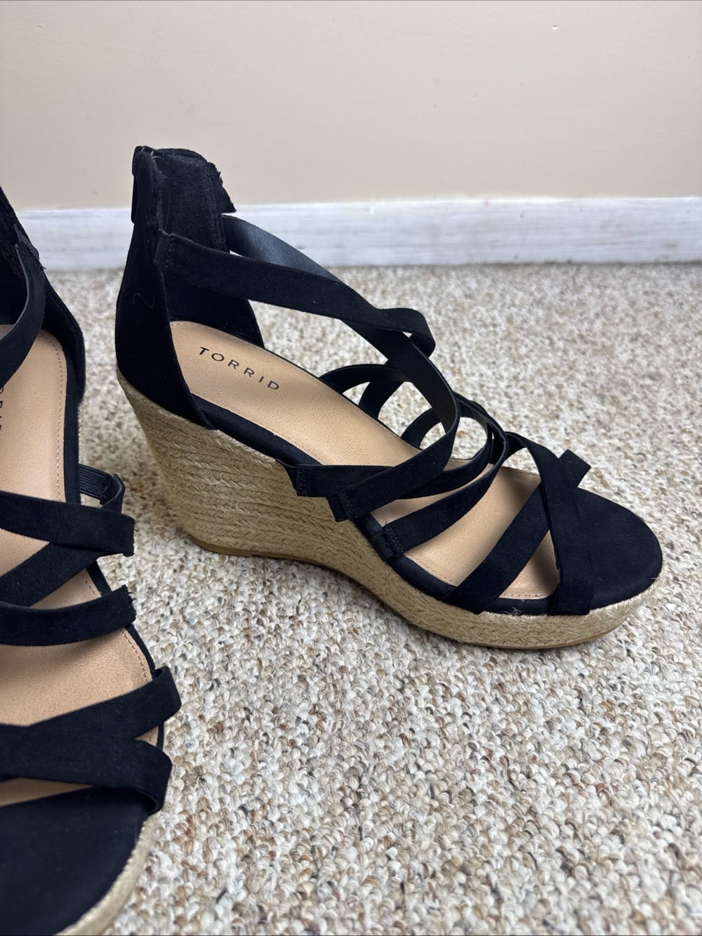 torrid Black Strappy Espadrille Wedge Sandals - Picture 2 of 8